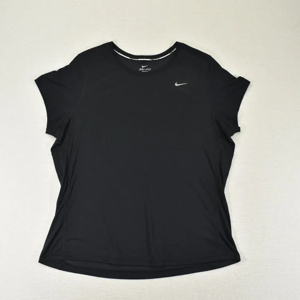 Nike Dri-Fit Running Shirt Women's Size 1X Black Short Sleeve Lightweight Gym